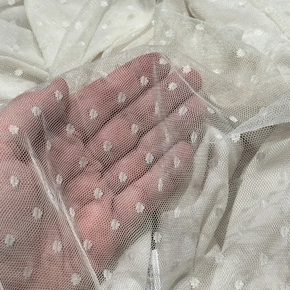 Express Women’s Sheer Dot Ruffle Blouse, Size Small Petite (SP) - Picture 14 of 16